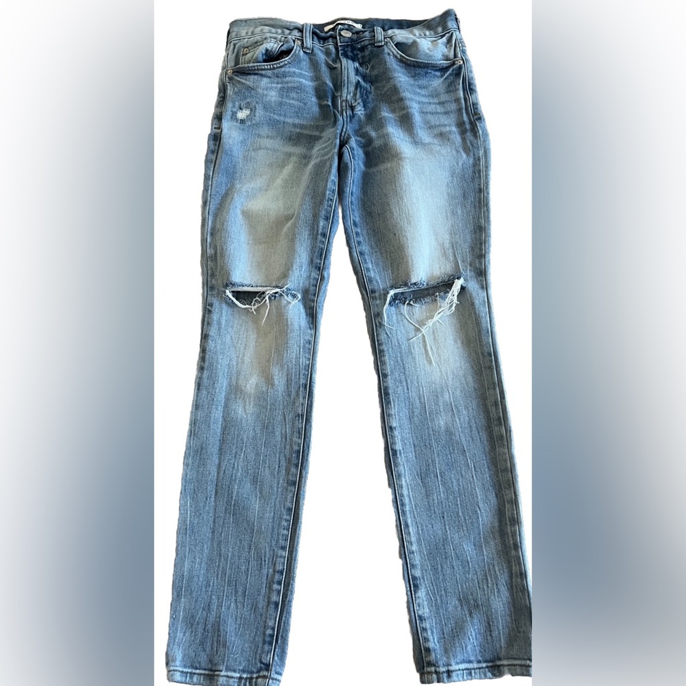 PACSUN Men’s Stacked Skinny Light Wash Distressed Denim Jeans Size 29x30